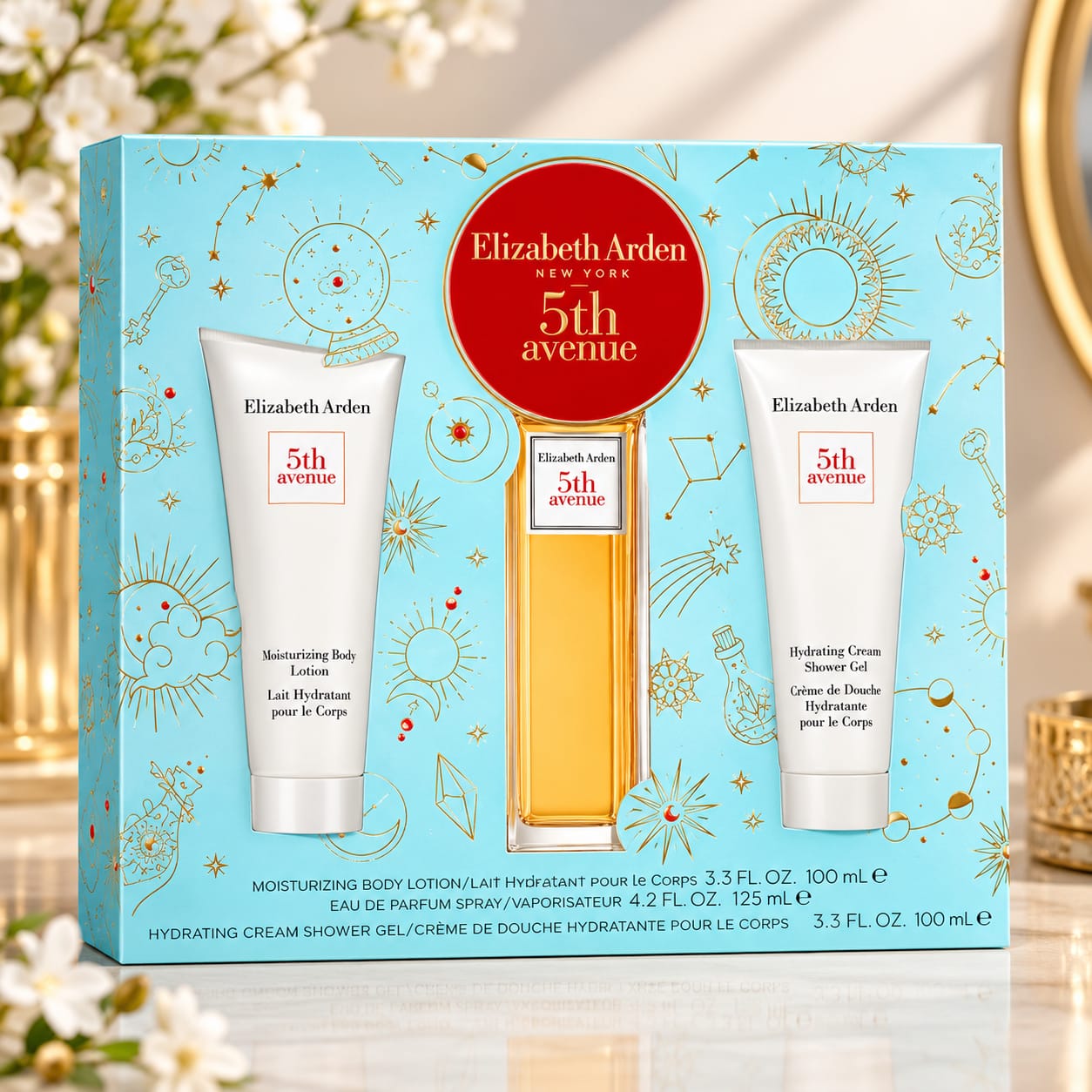 Elizabeth Arden 5th Avenue Gift Set For Women 100ml Perfume + 100ml Body Lotion + 100ml Shower Gel