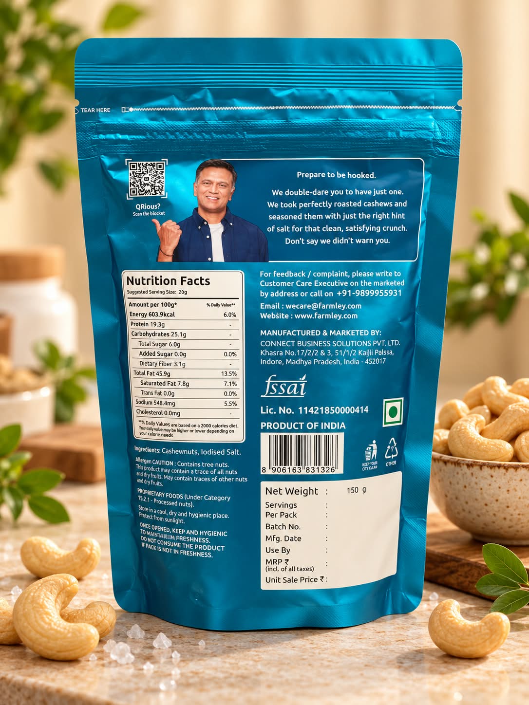 Farmley Classic Salted Cashews 150g
