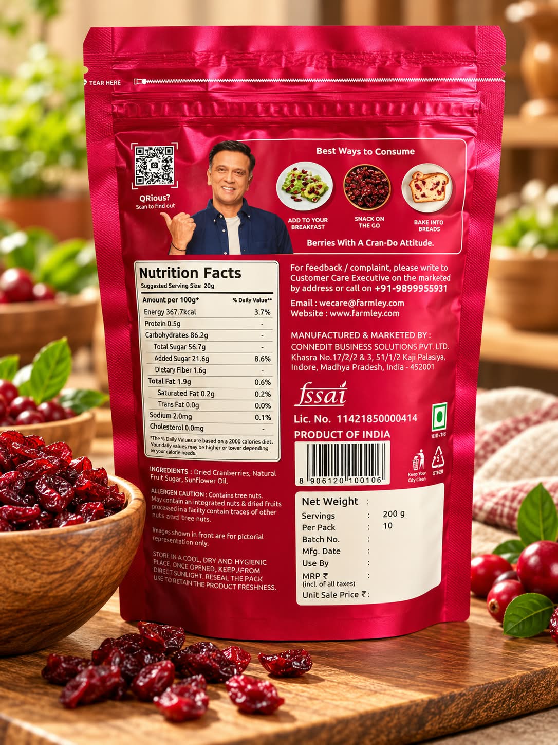 Farmley Dried American Cranberries 200g