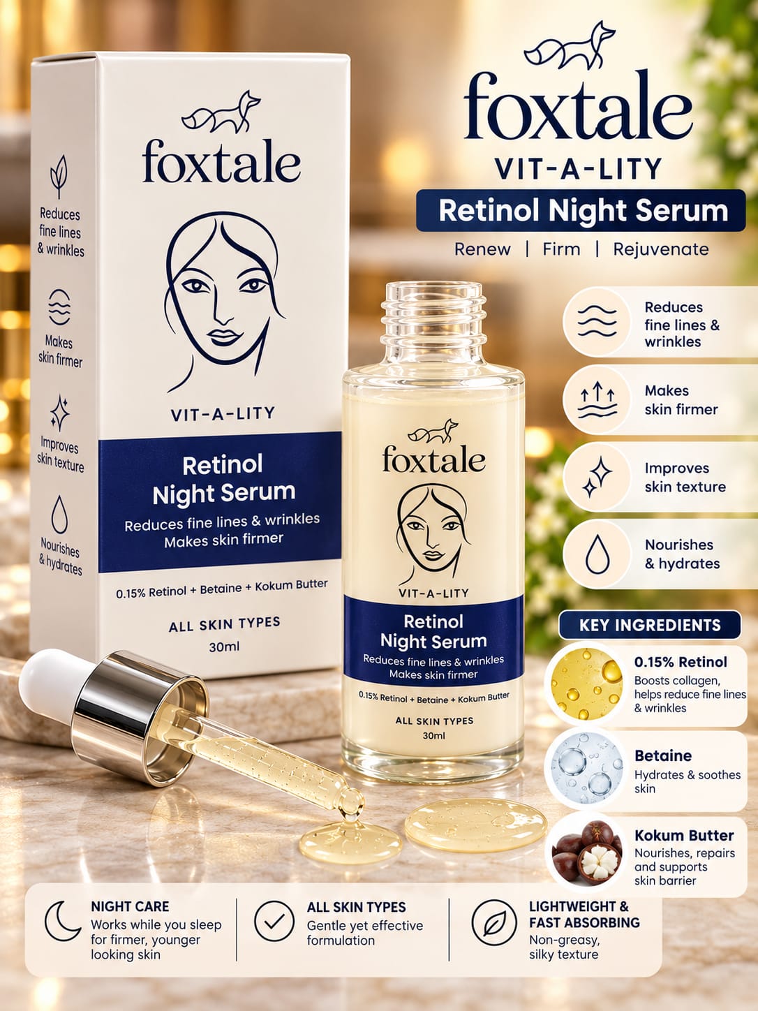 Foxtale Vit-A-Lity Retinol Night Serum