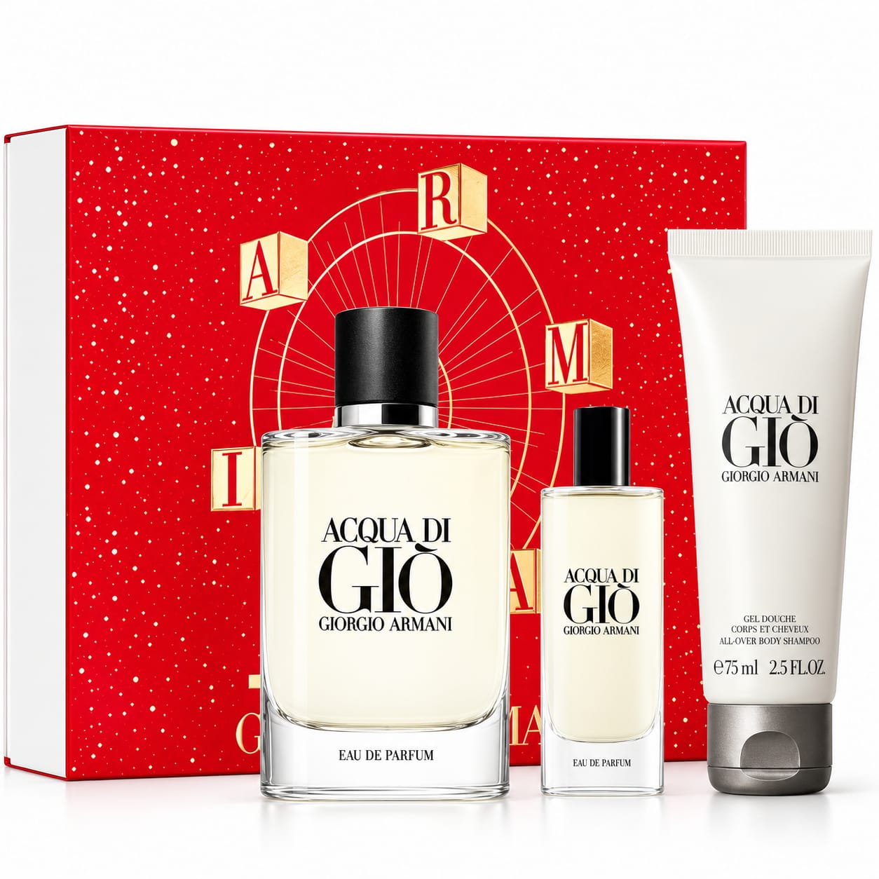 Giorgio Armani Acqua di Giò EDP Gift Set For Men 125ml Perfume + 15ml Travel Spray + 75ml Shower Gel