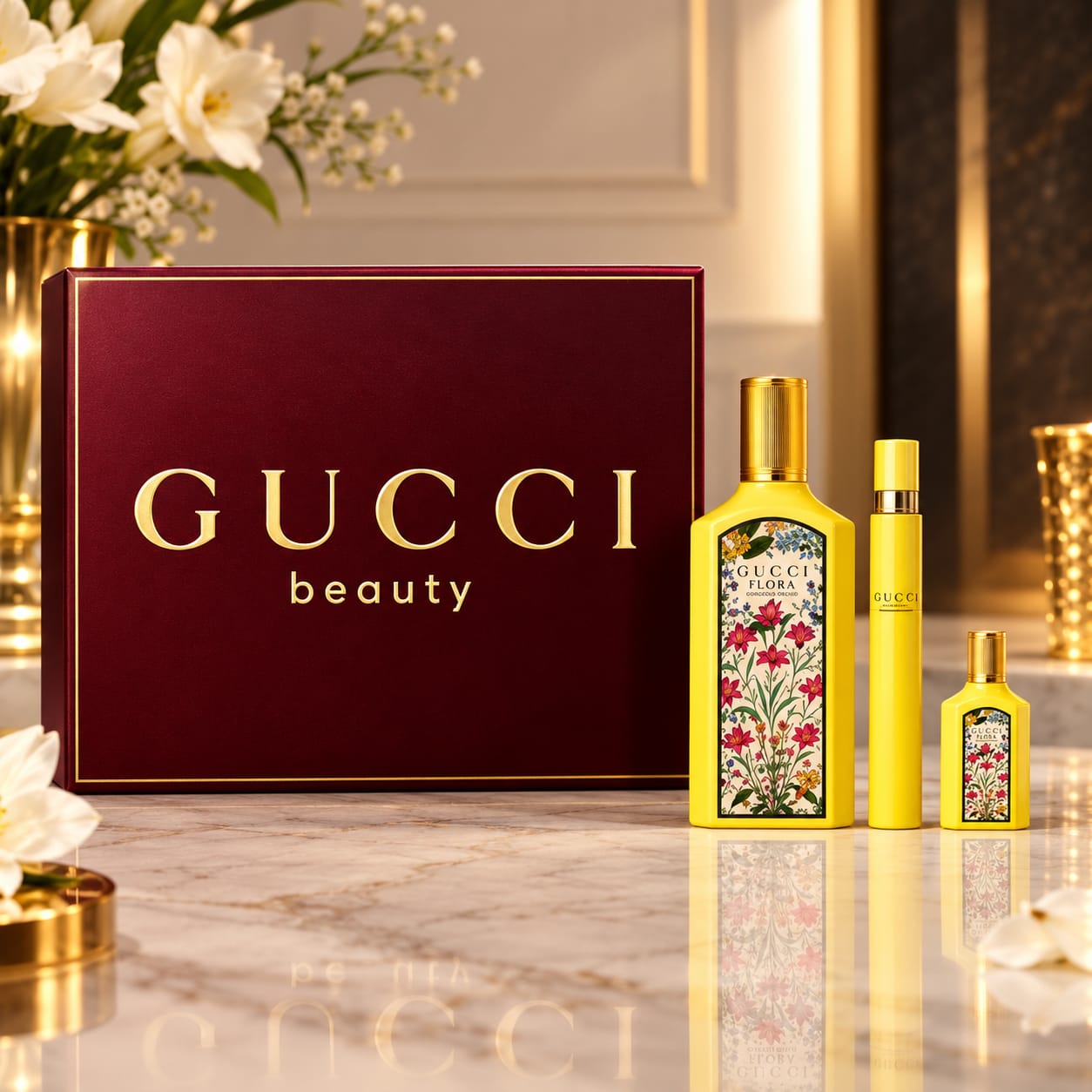 Gucci Flora Gorgeous Orchid Gift Set For Women Perfume 100ml + 5ml + 10ml