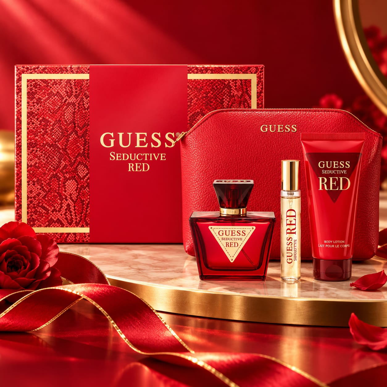 Guess Seductive Red Gift Set For Women 75ml Perfume  + 15ml Travel Spray + 100ml Body Lotion