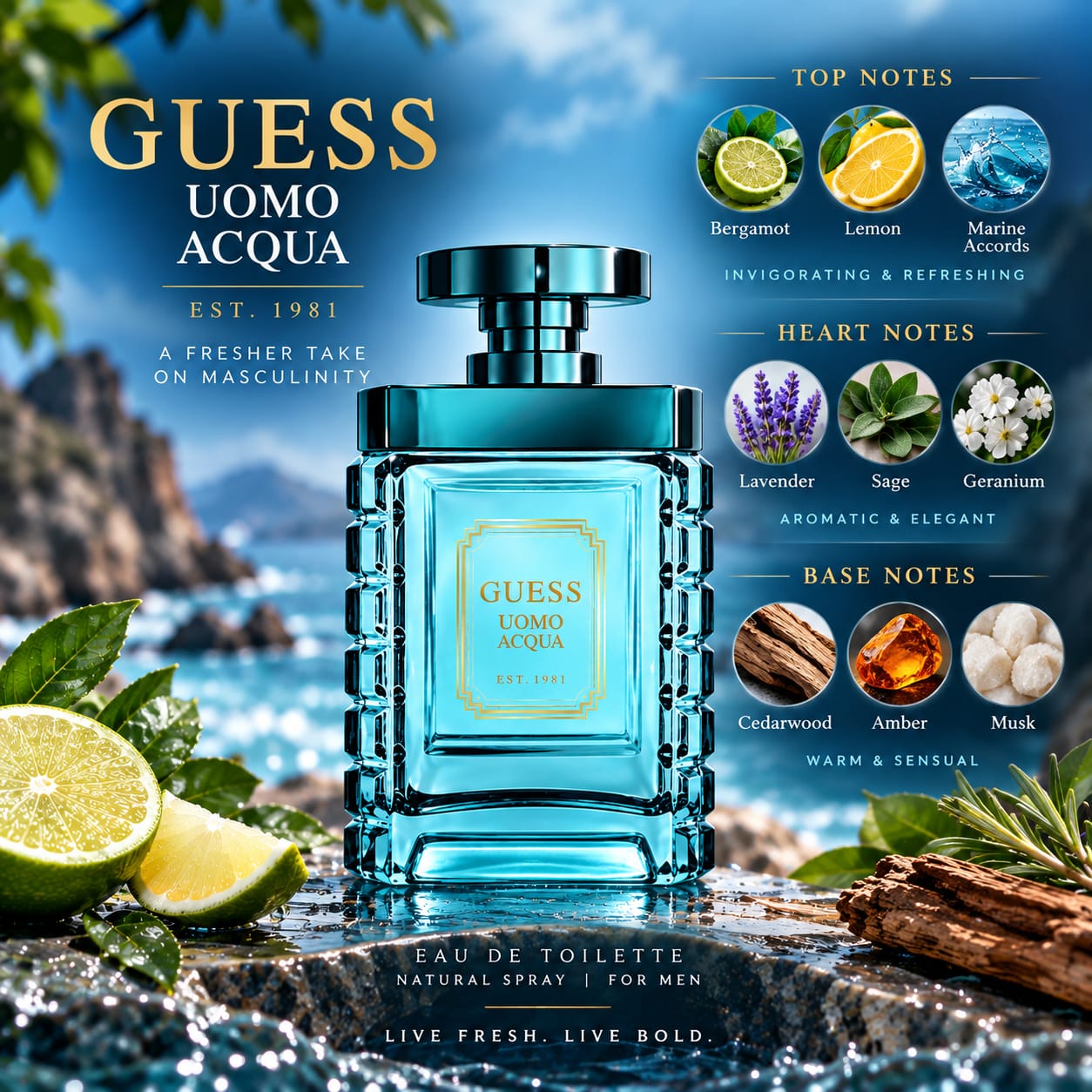 Guess Uomo Acqua Perfume For Men EDT 100ml