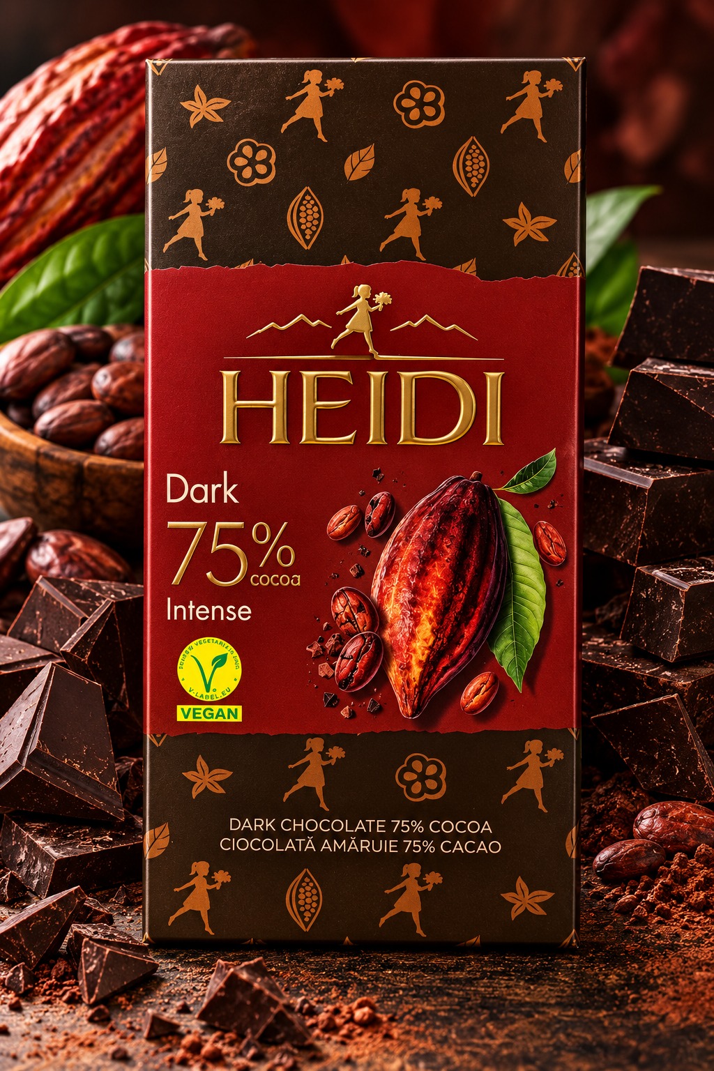Heidi Dark Intense 75% Cocoa Chocolate Bar 80g