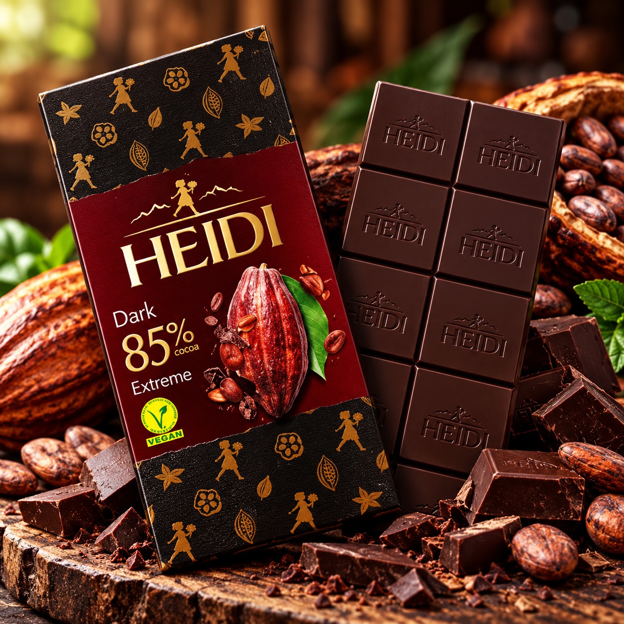 Heidi Dark Extreme 85% Cocoa Chocolate Bar 80g