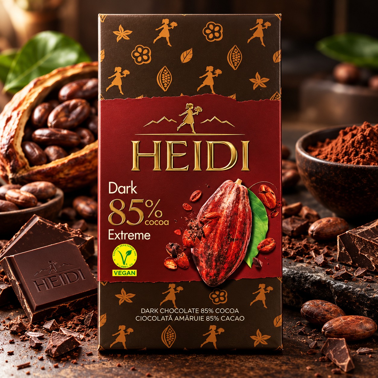 Heidi Dark Extreme 85% Cocoa Chocolate Bar 80g