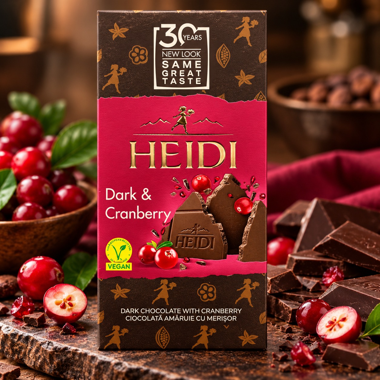 Heidi Dark & Cranberry Chocolate Bar 80g
