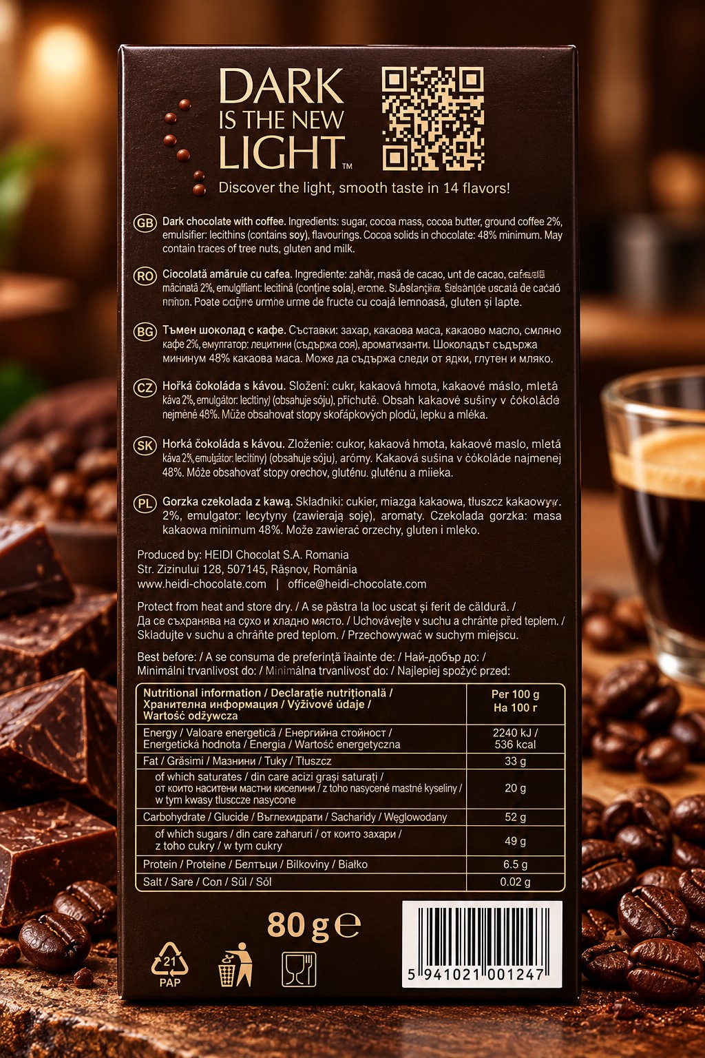 Heidi Dark & Espresso Chocolate Bar 80g