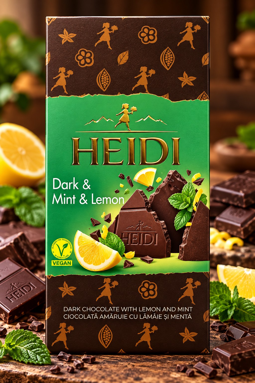 Heidi Dark & Mint & Lemon Chocolate Bar 80g