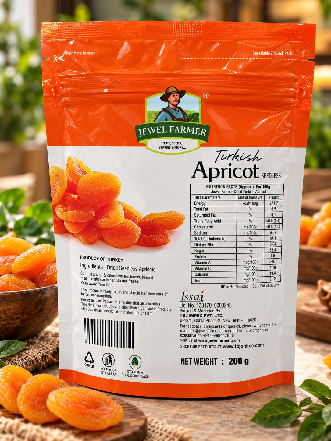 Jewel Farmer Turkish Apricot Seedless 200gm