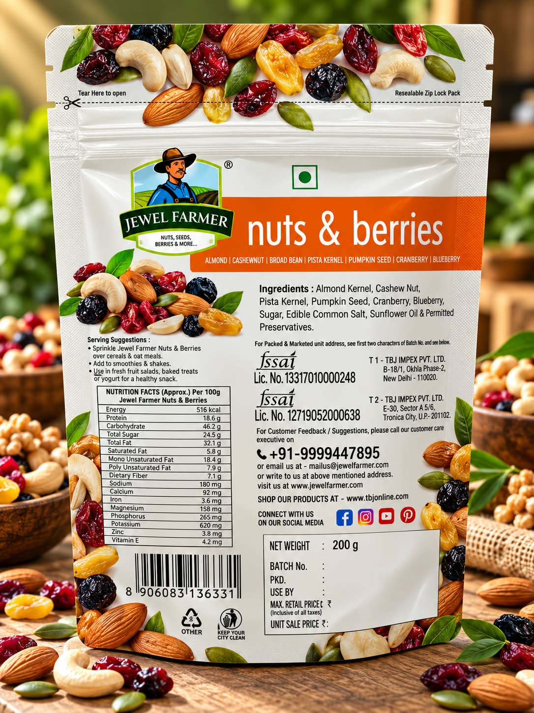 Jewel Farmer Nuts & Berries 200gm