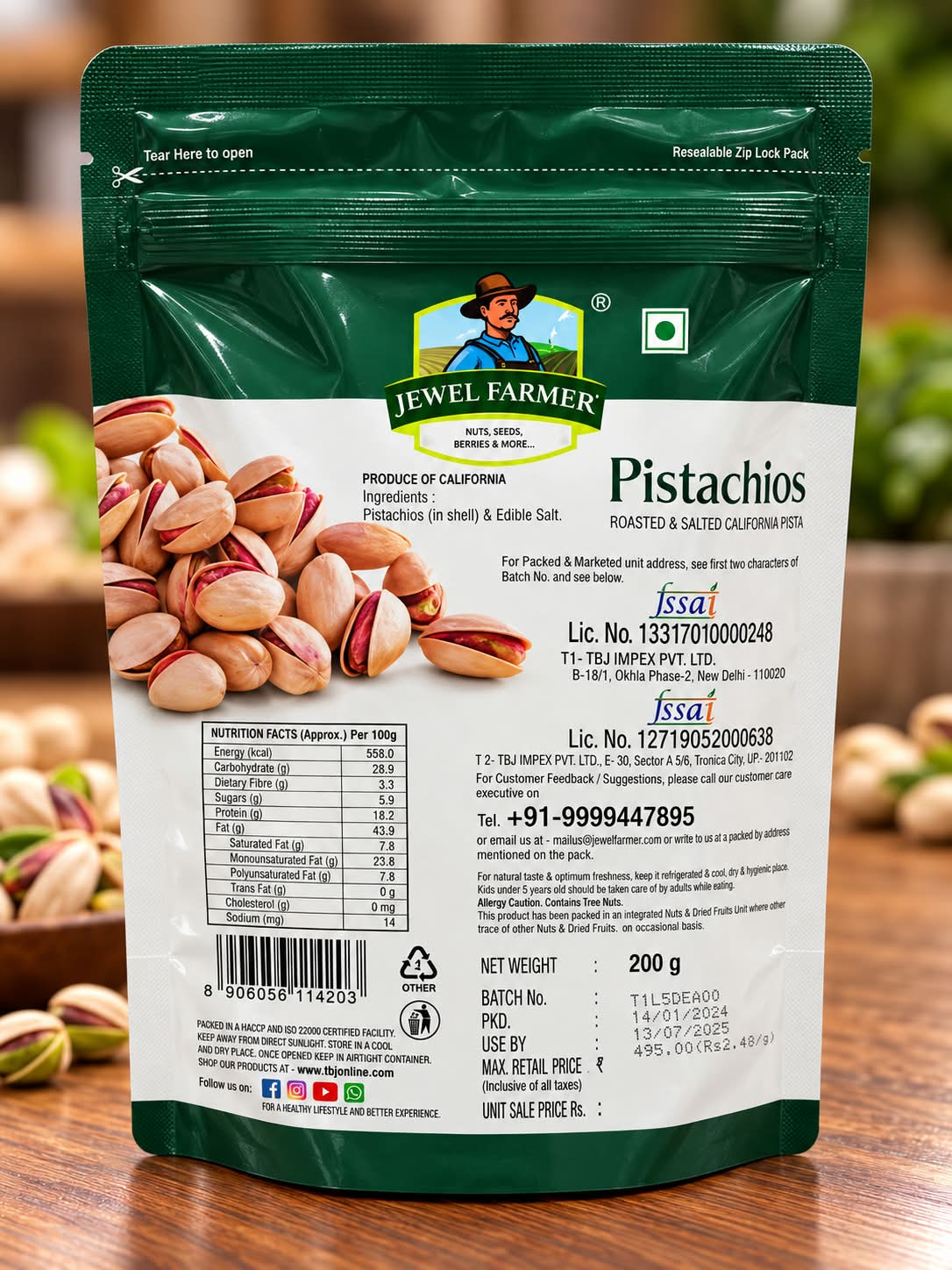 Jewel Farmer Roasted & Salted California Pista 200g