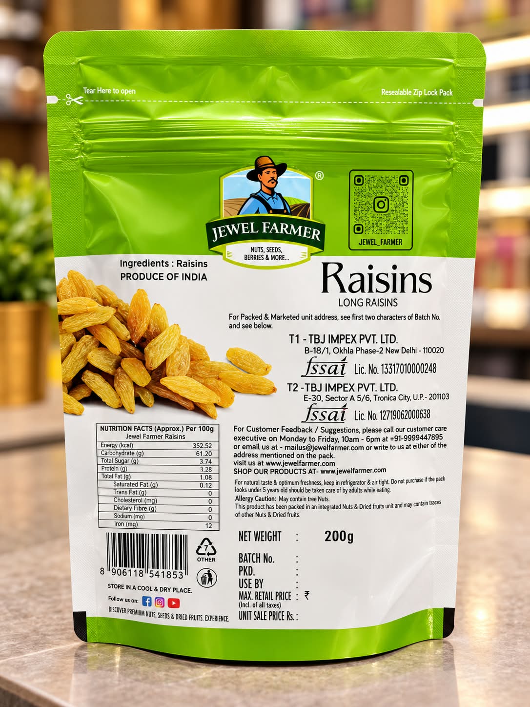 Jewel Farmer Long Raisins 200gm