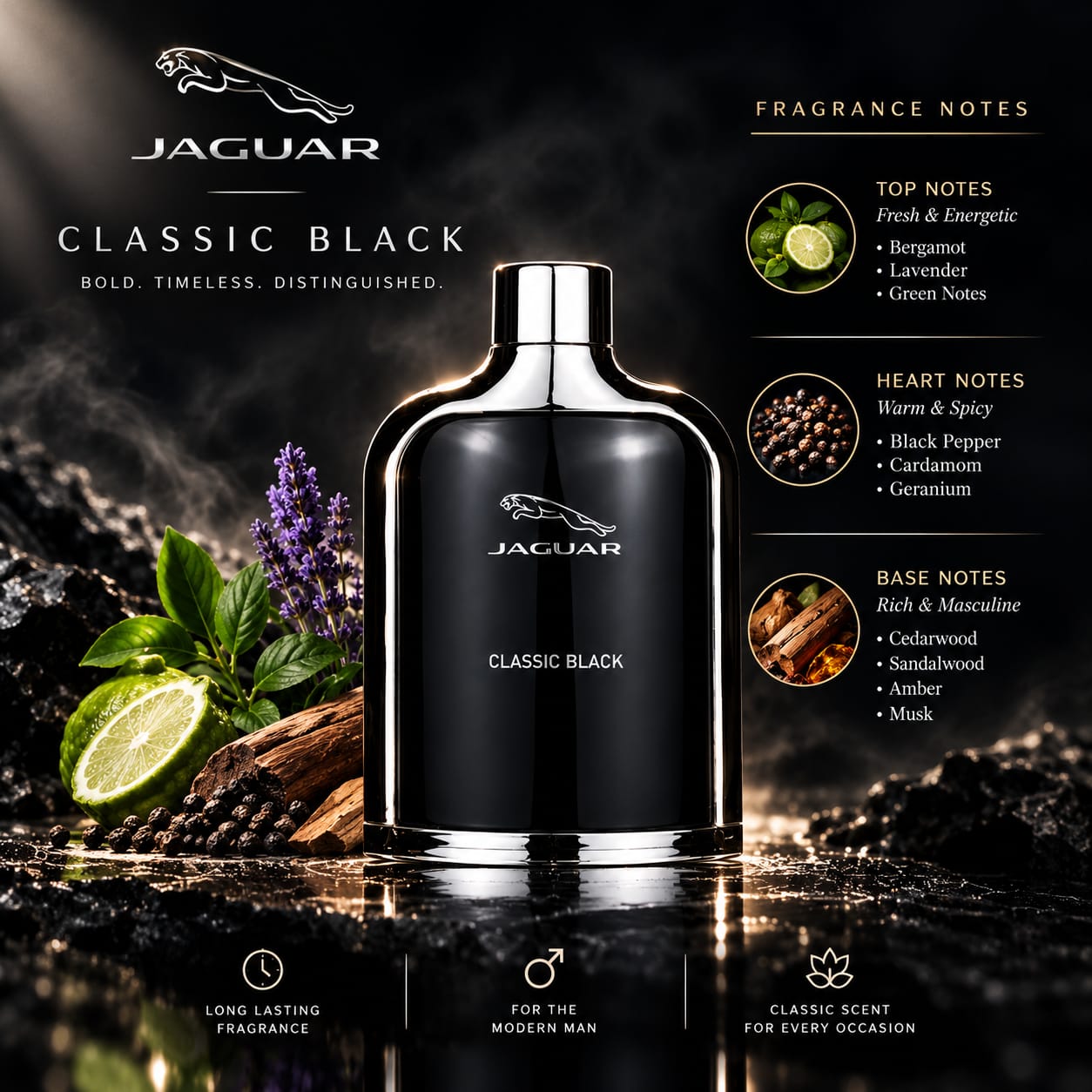 Jaguar Classic Black Perfume For Men EDT 100ml