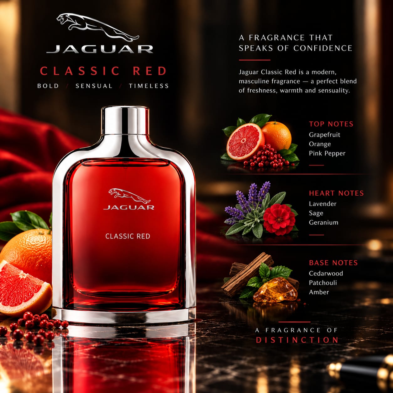 Jaguar Classic Red Perfume For Men EDT 100ml