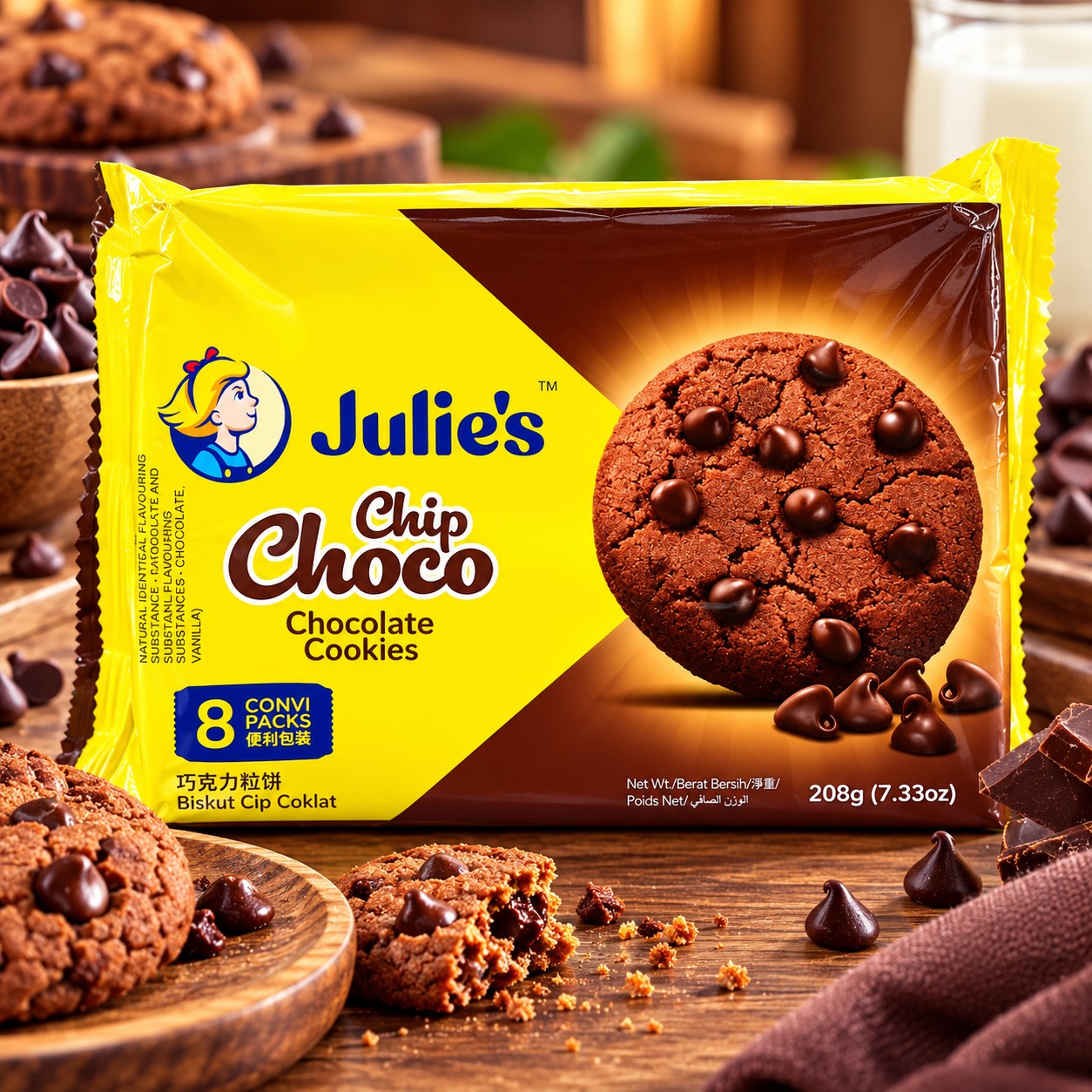 Julie's Chip Choco Chocolate Cookies 208g