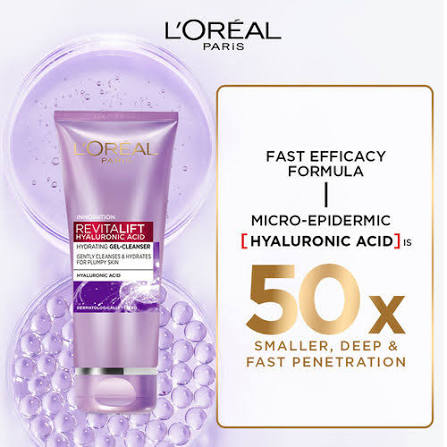 LOREAL PARIS REVITALIFT HYALURONIC ACID HYDRATING GEL CLEANSER 100ML