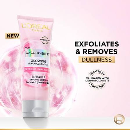 LOREAL PARIS GLYCOLIC GLOWING FOAM CLEANSER 100ML