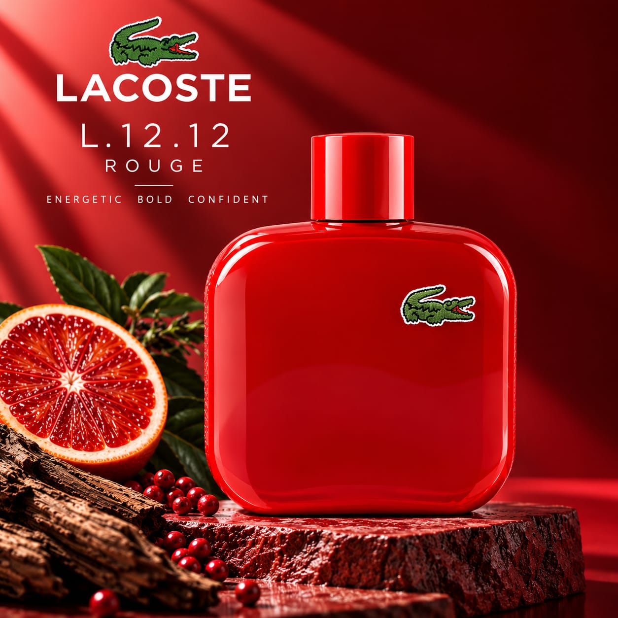 Lacoste Eau De Lacoste L.12.12 Rouge - Energetic Perfume For Men EDT 100ml
