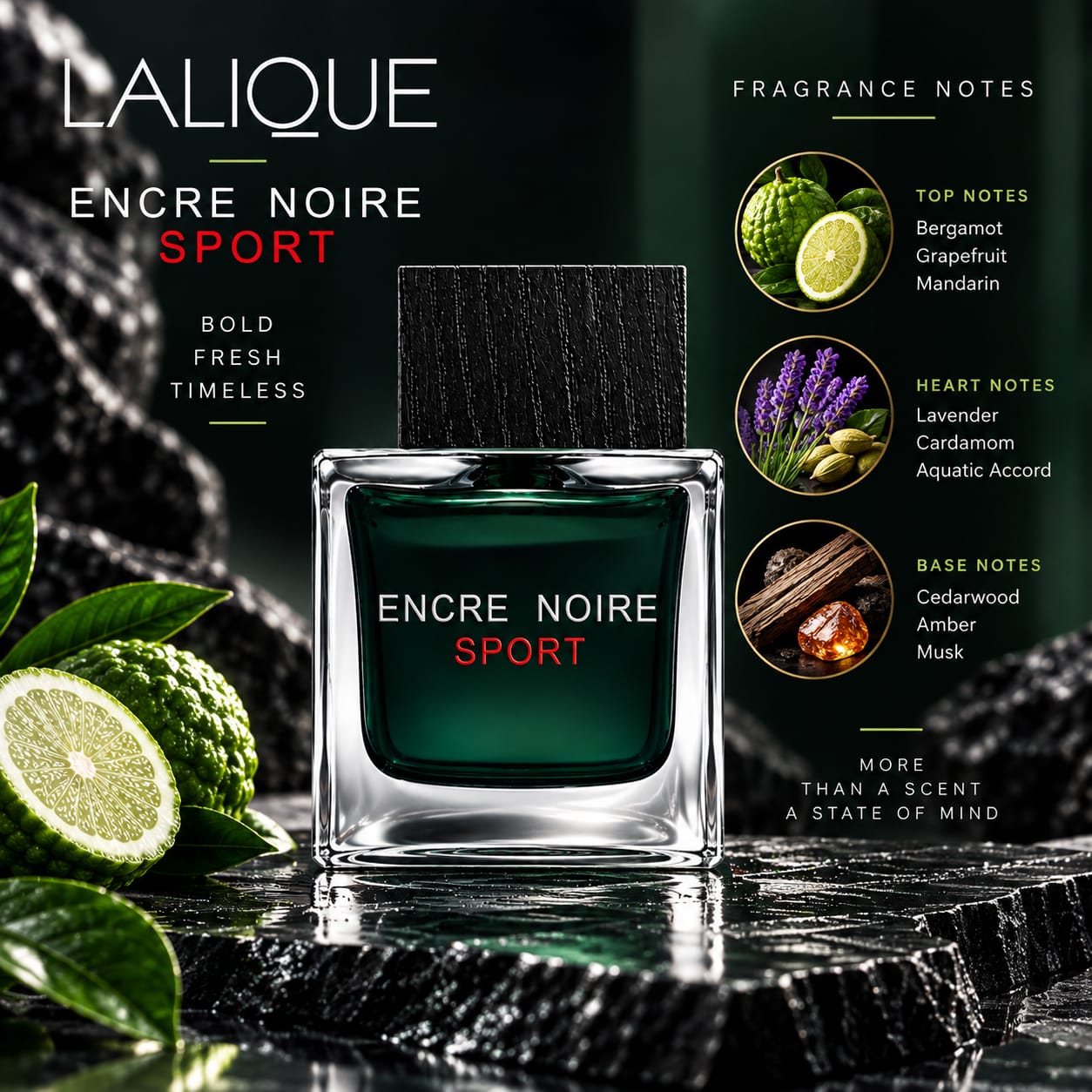 Lalique Encre Noire Sport Perfume For Men EDT 100ml