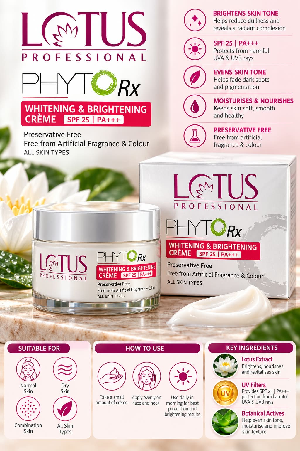 Lotus Professional PHYTORx WHITENING & BRIGHTENING CREME SPF 25 PA+++ 50g