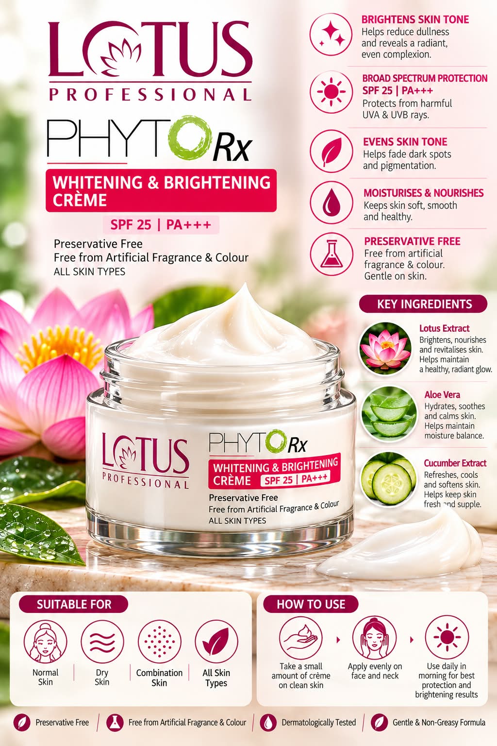 Lotus Professional PHYTORx WHITENING & BRIGHTENING CREME SPF 25 PA+++ 50g