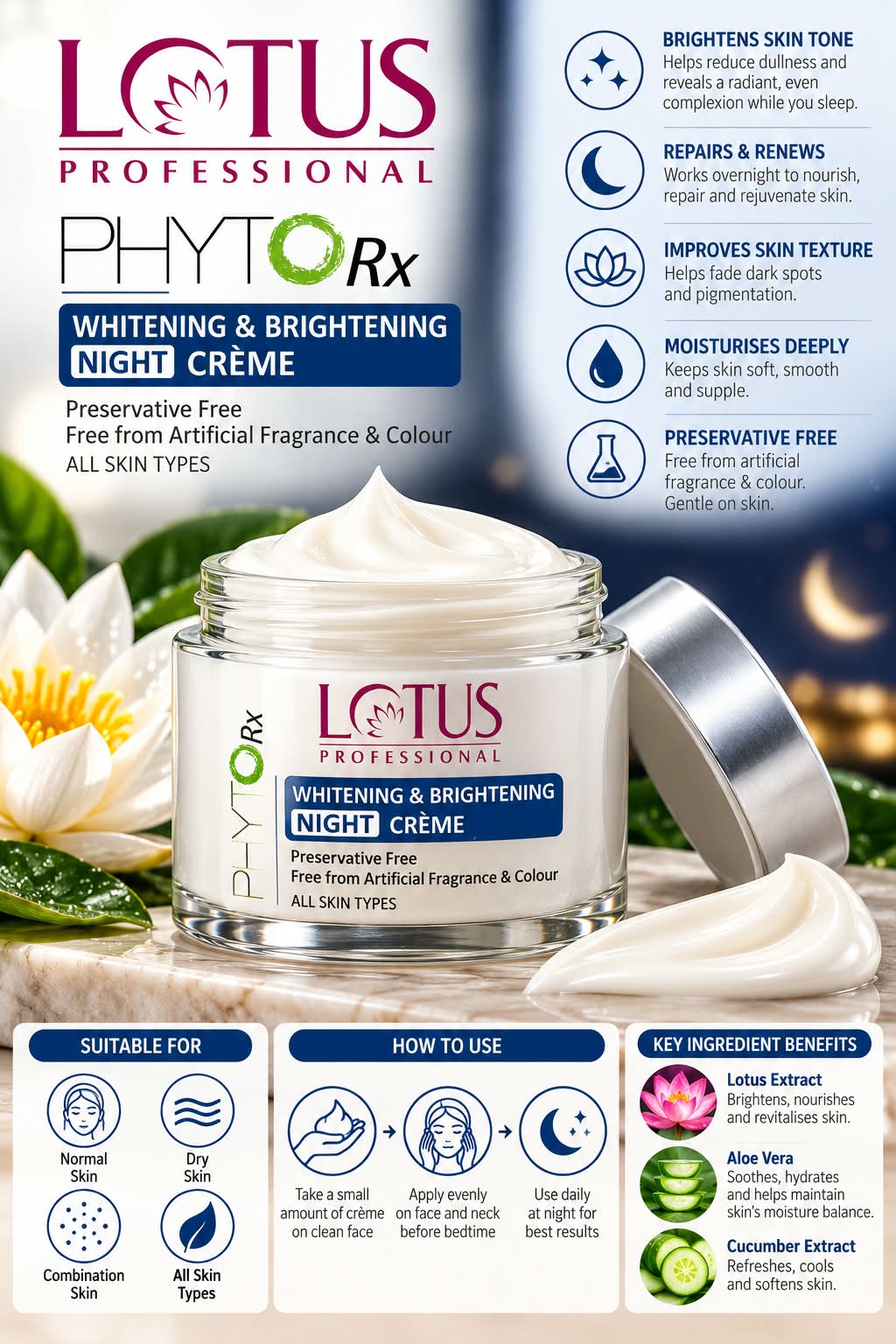 Lotus Professional PHYTORx WHITENING & BRIGHTENING NIGHT CREME 50g