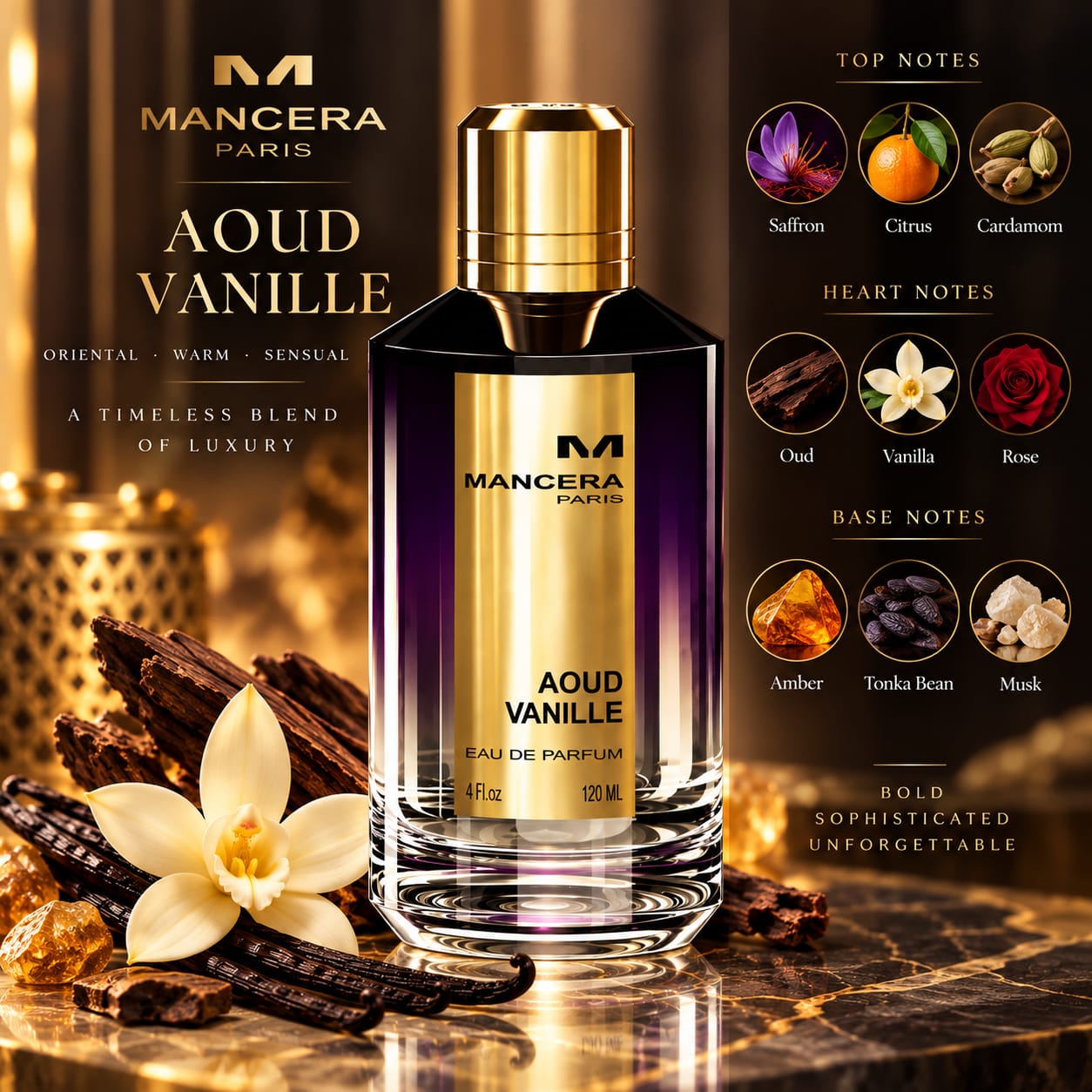 Mancera Aoud Vanilla Perfume EDP 120ml