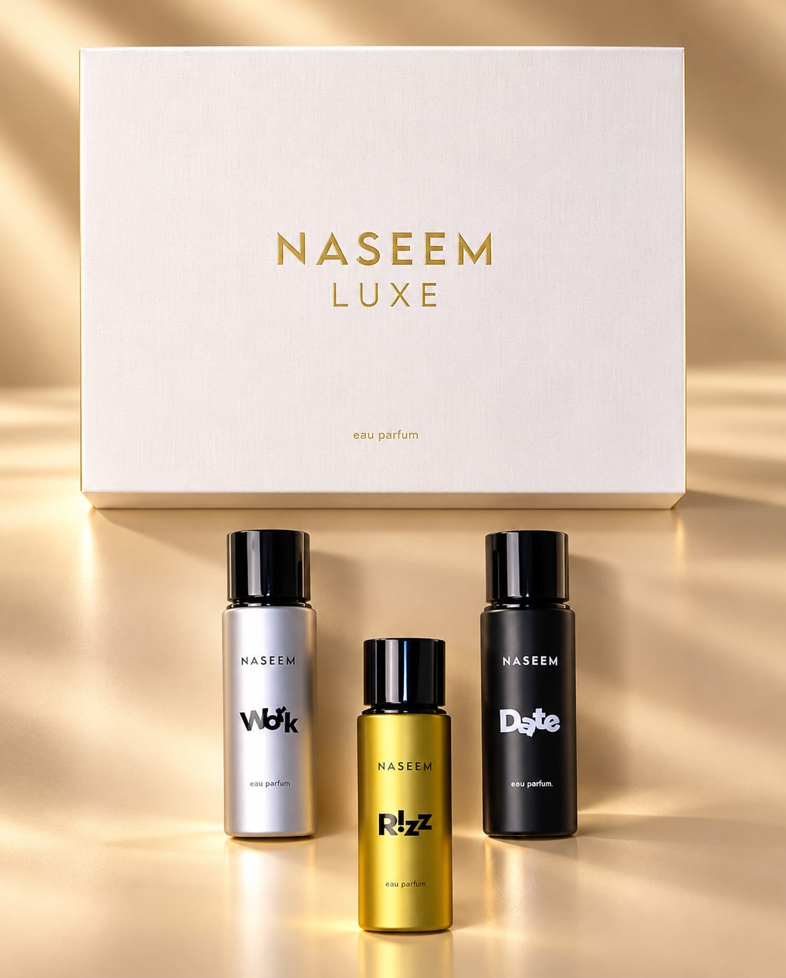 Naseem Luxe Collection Parfum Gift Set 30ml Date + 30ml Rizz + 30ml Work