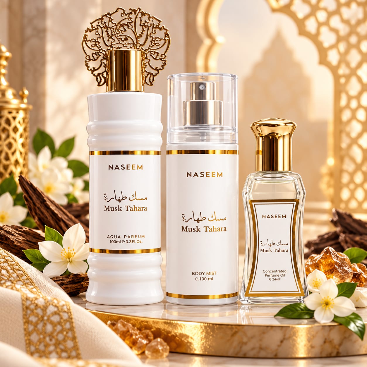 Naseem Musk Tahara Gift Set 100ml Perfume + 24ml Roll On + 100ml Body Mist