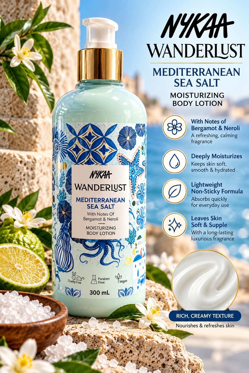 Nykaa Wanderlust Mediterranean Sea Salt Body Lotion 300ml
