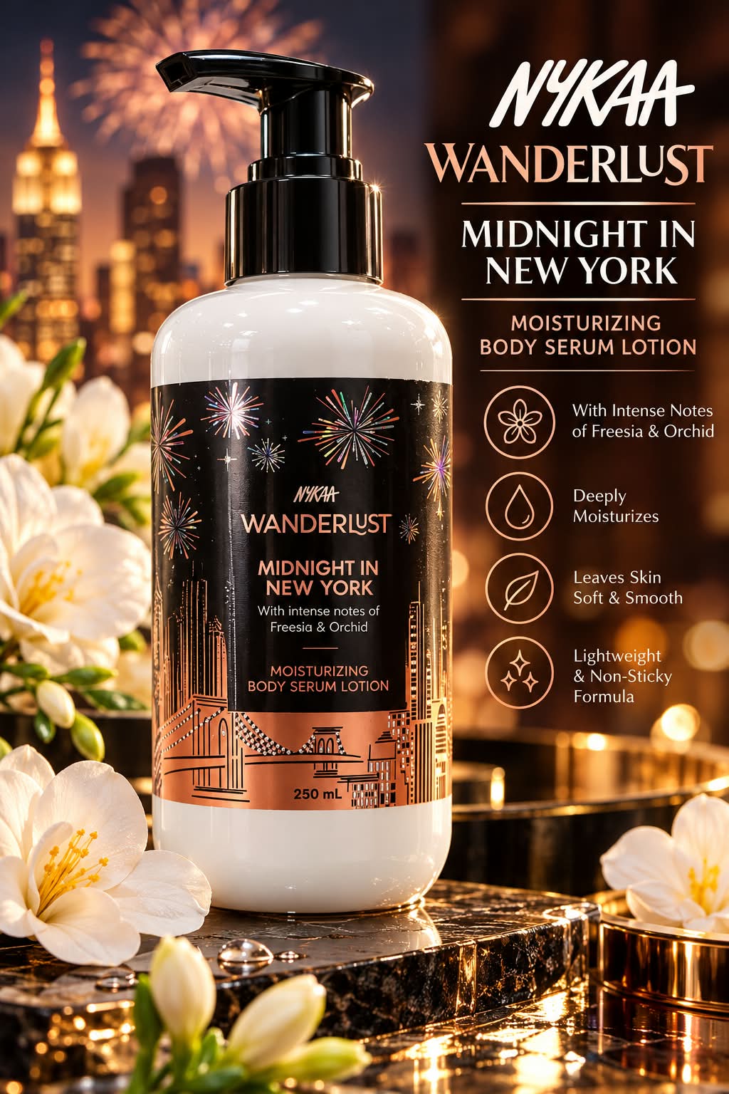 Nykaa Wanderlust Midnight In New York Moisturizing Body Serum Lotion