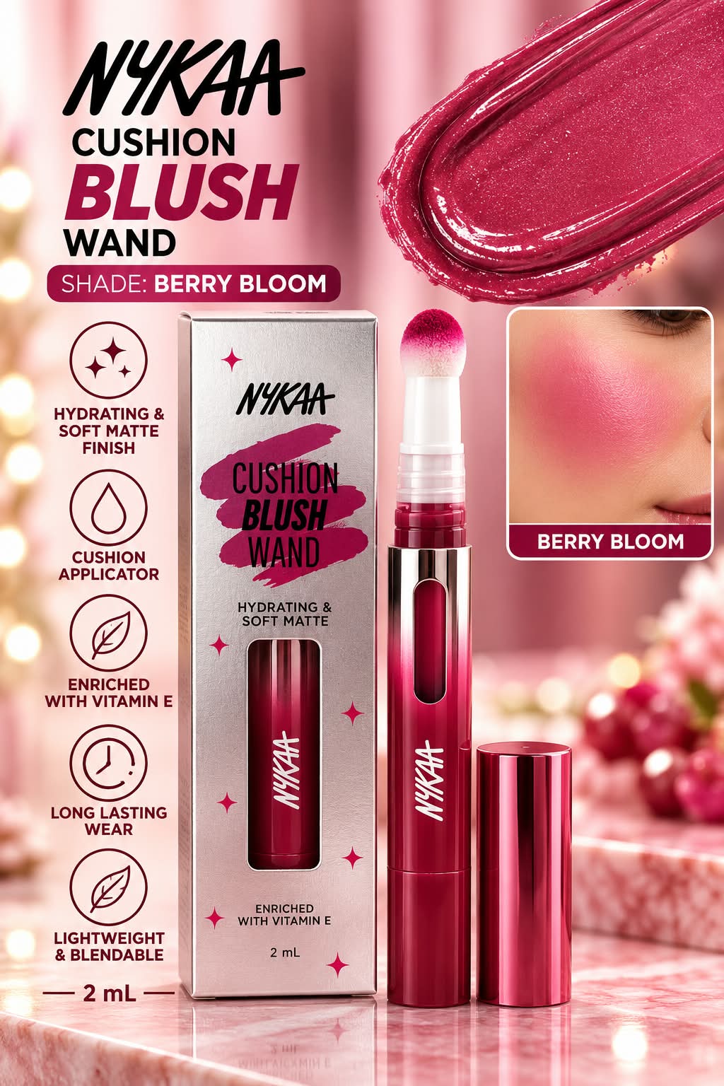 Nykaa Cushion Blush Wand Hydrating & Soft Matte