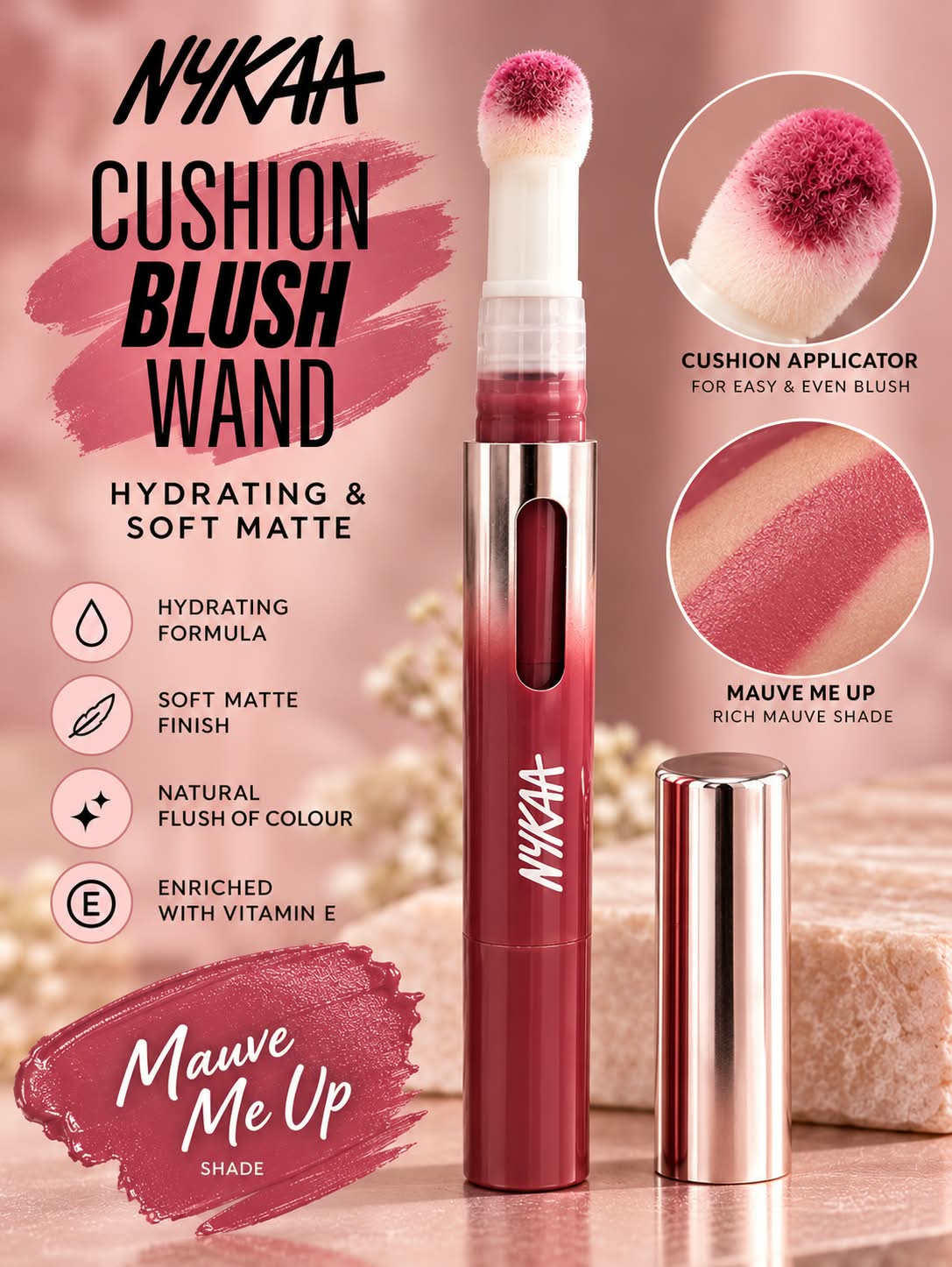 Nykaa Cushion Blush Wand Hydrating & Soft Matte