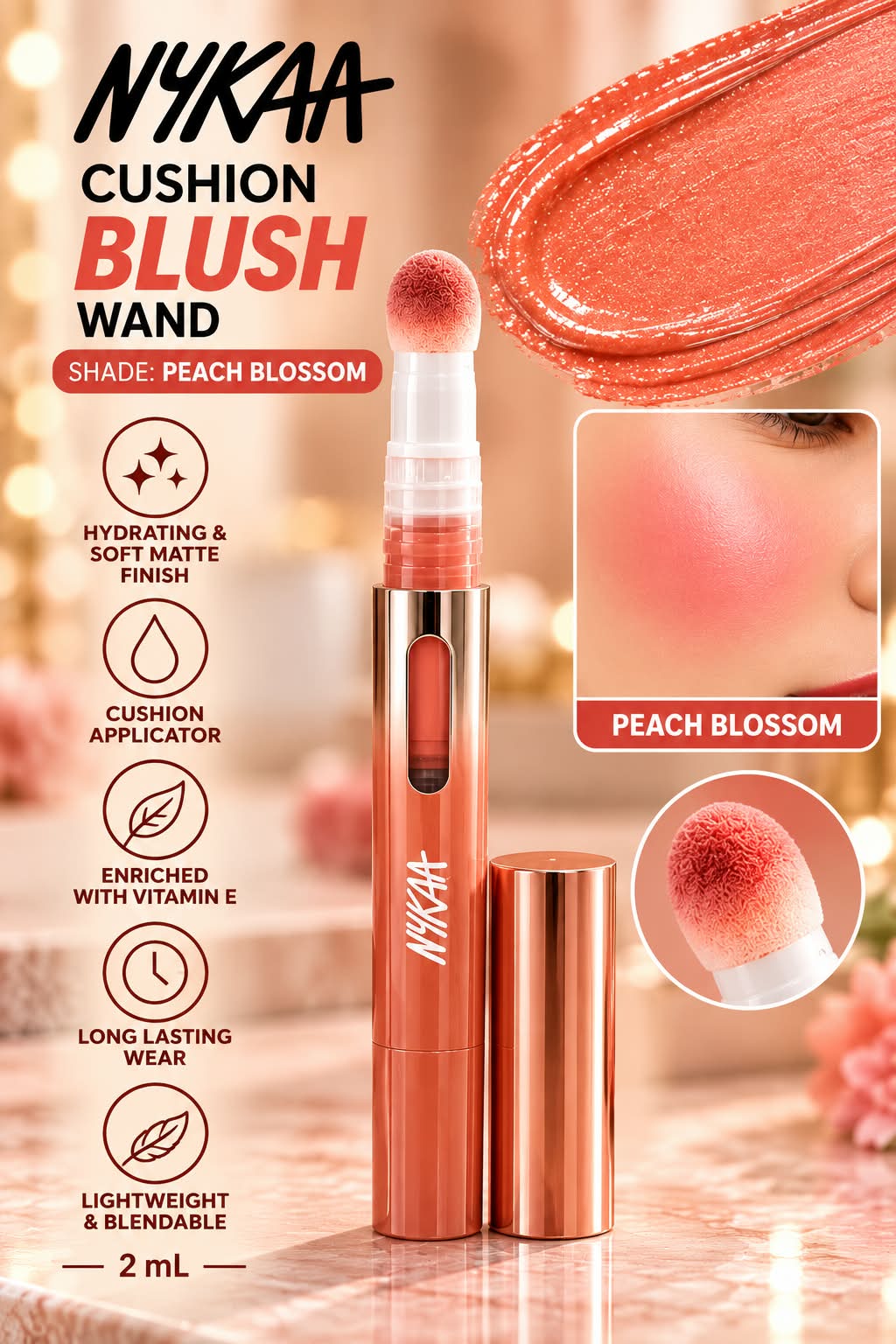 Nykaa Cushion Blush Wand Hydrating & Soft Matte