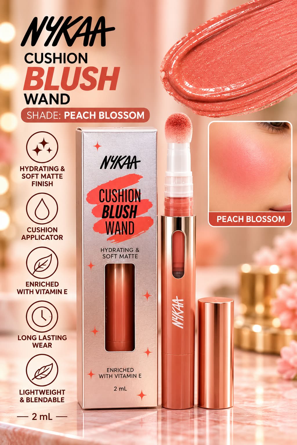 Nykaa Cushion Blush Wand Hydrating & Soft Matte