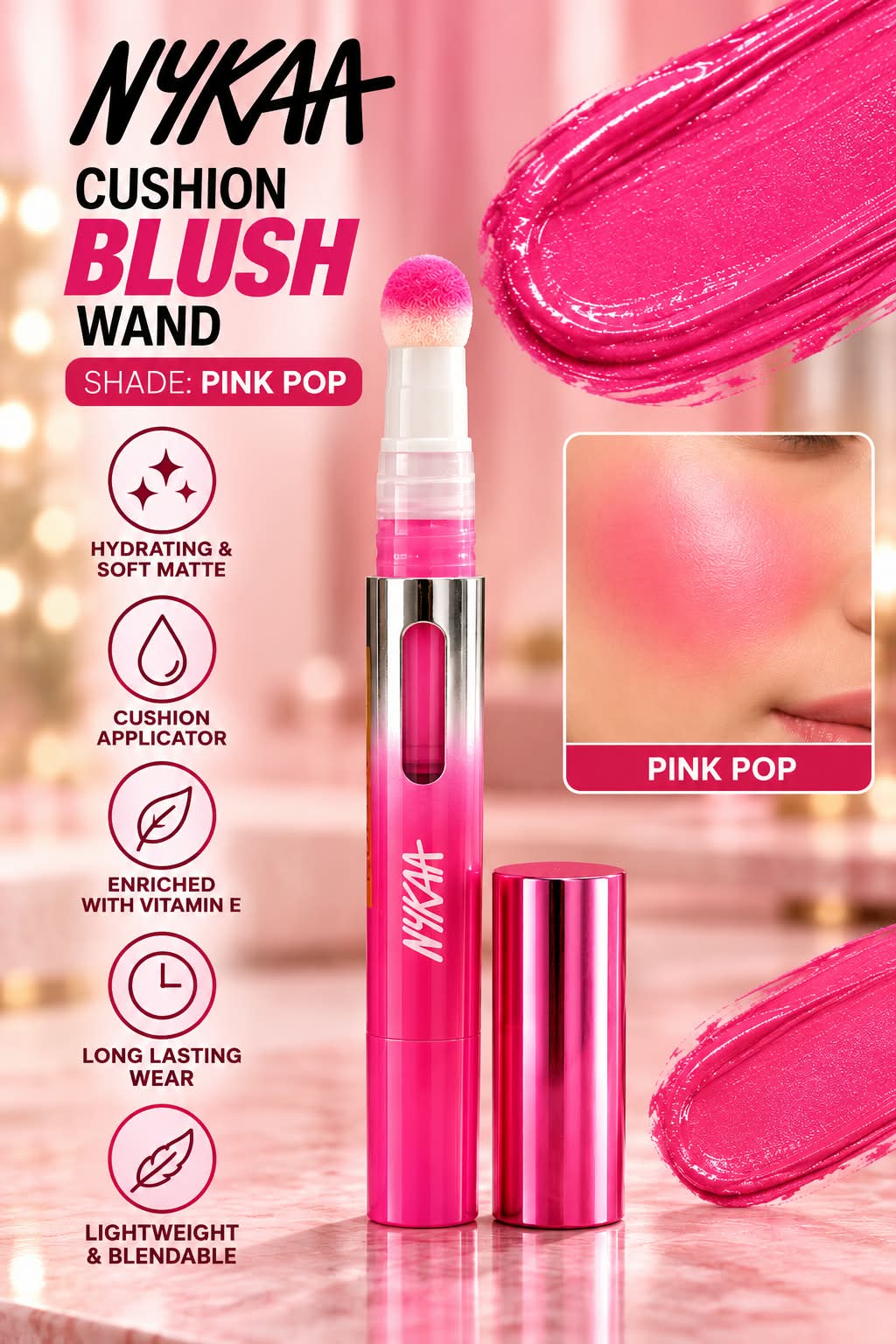 Nykaa Cushion Blush Wand Hydrating & Soft Matte