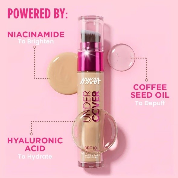 NYKAA Undercover Multi-Use Full Coverage Concealer-Hyaluronic Acid & Niacinamide Concealer (03N, 3 ml)