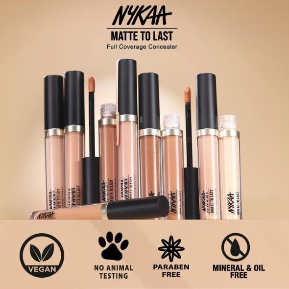 NYKAA Matte To Last Full Coverage Liquid  Concealer (03P Light, 4.5 g)
