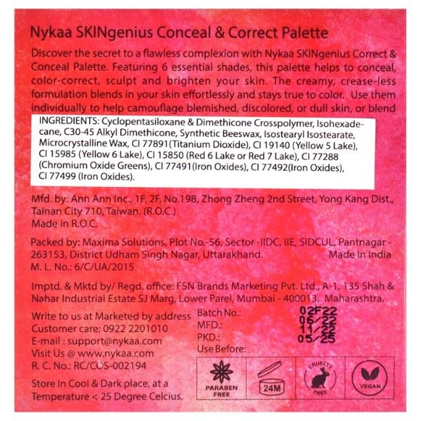 Nykaa Conceal and Correct Matte Palette Cream for Acne Prone Skin Medium 02