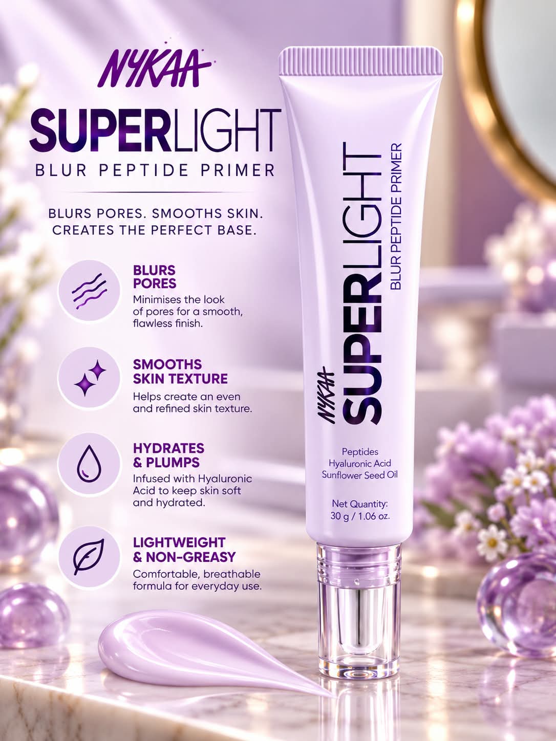 Nykaa Cosmetics Superlight Blur Peptide Primer (30G)