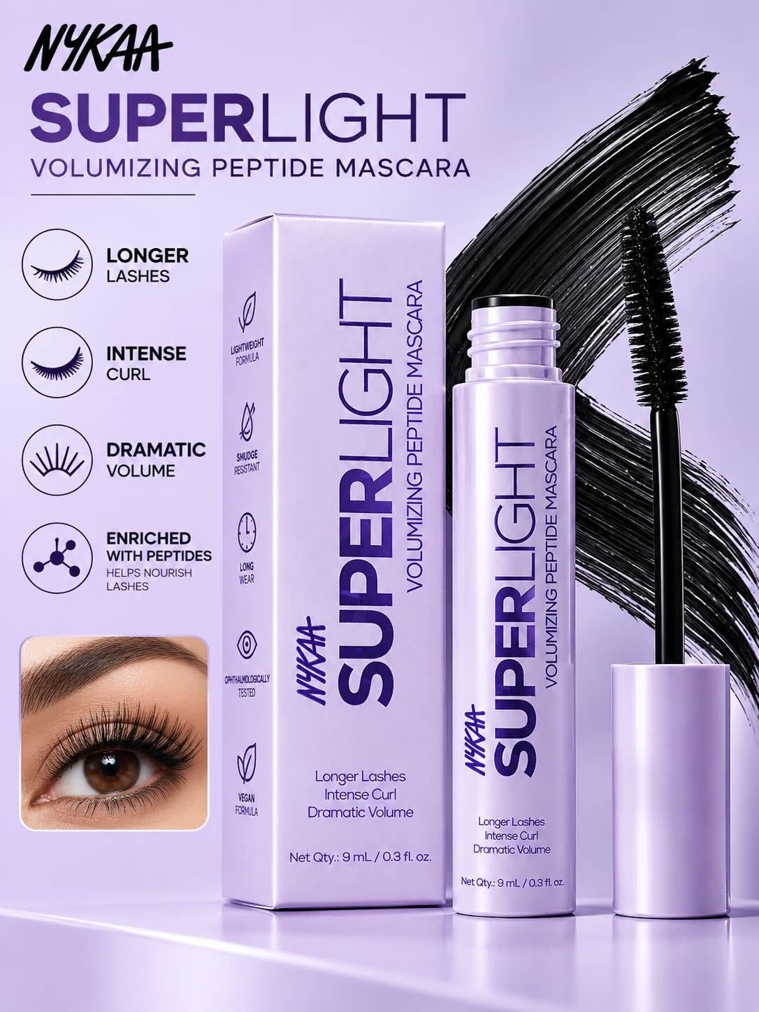 Nykaa Cosmetics Superlight Volumizing Peptide Mascara