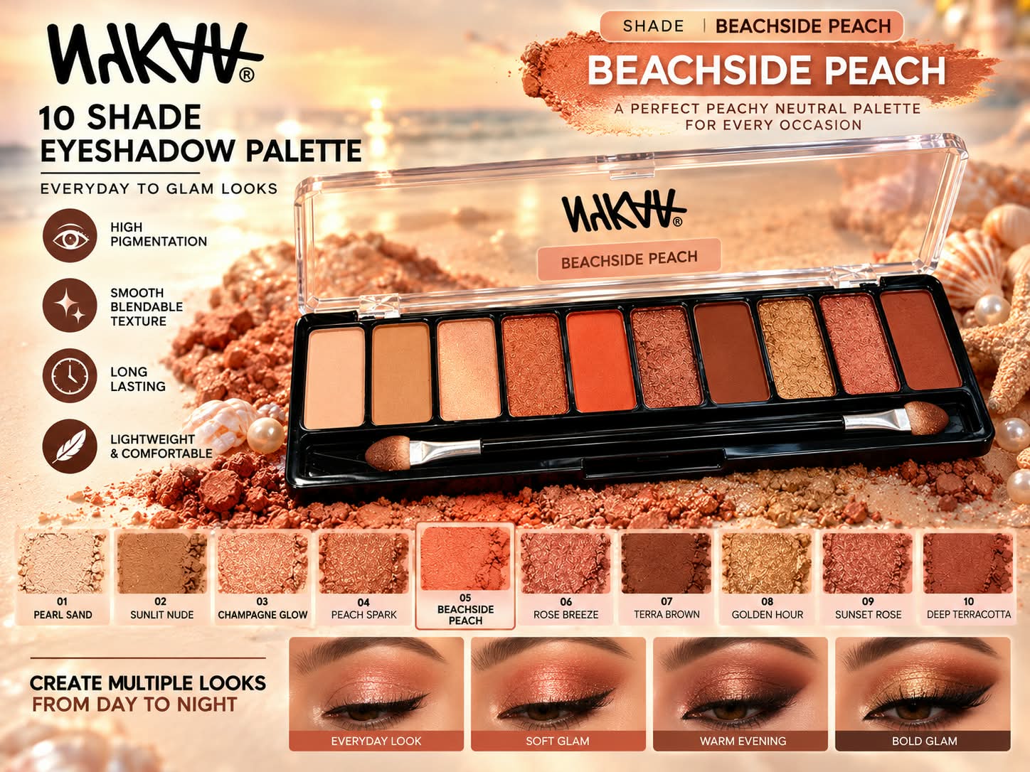 Nykaa Eyes On Me! 10-in-1 Eyeshadow Palette - Sundowner Stunner