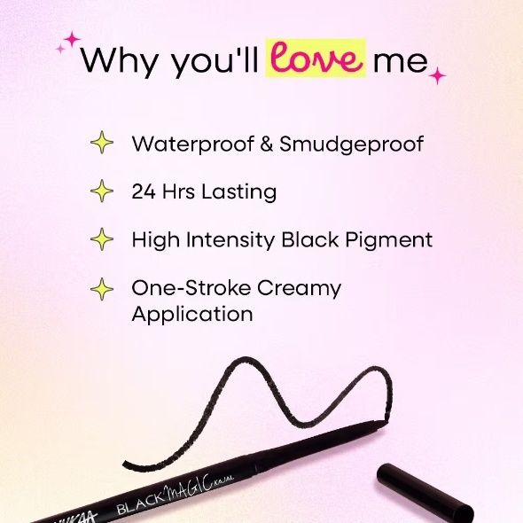 Nykaa Magic Smudgeproof Kajal Eyeliner Pencil Lasts Upto 24 Hours - Black