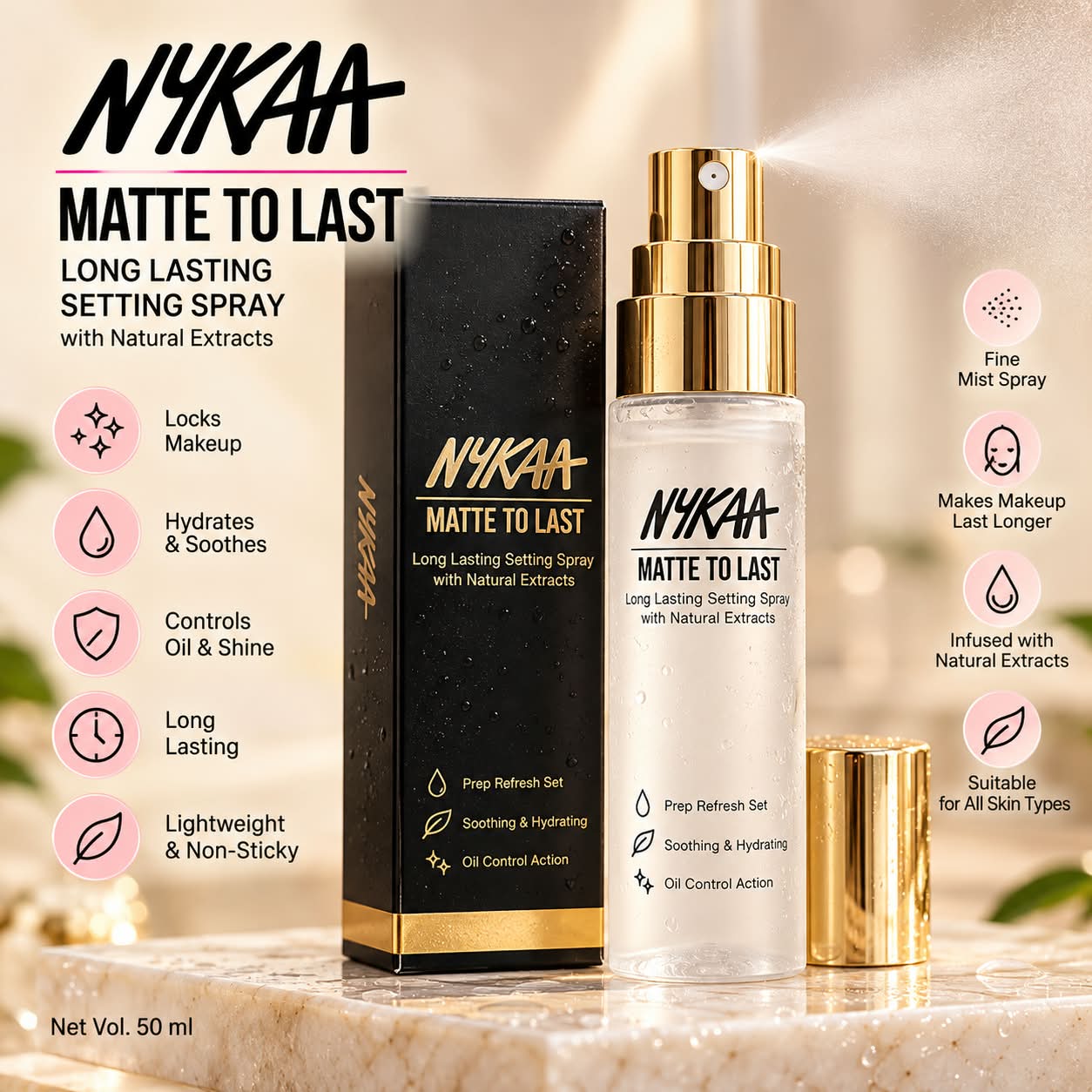 Nykaa Matte to Last Long Lasting Setting Spray with Natural Extracts