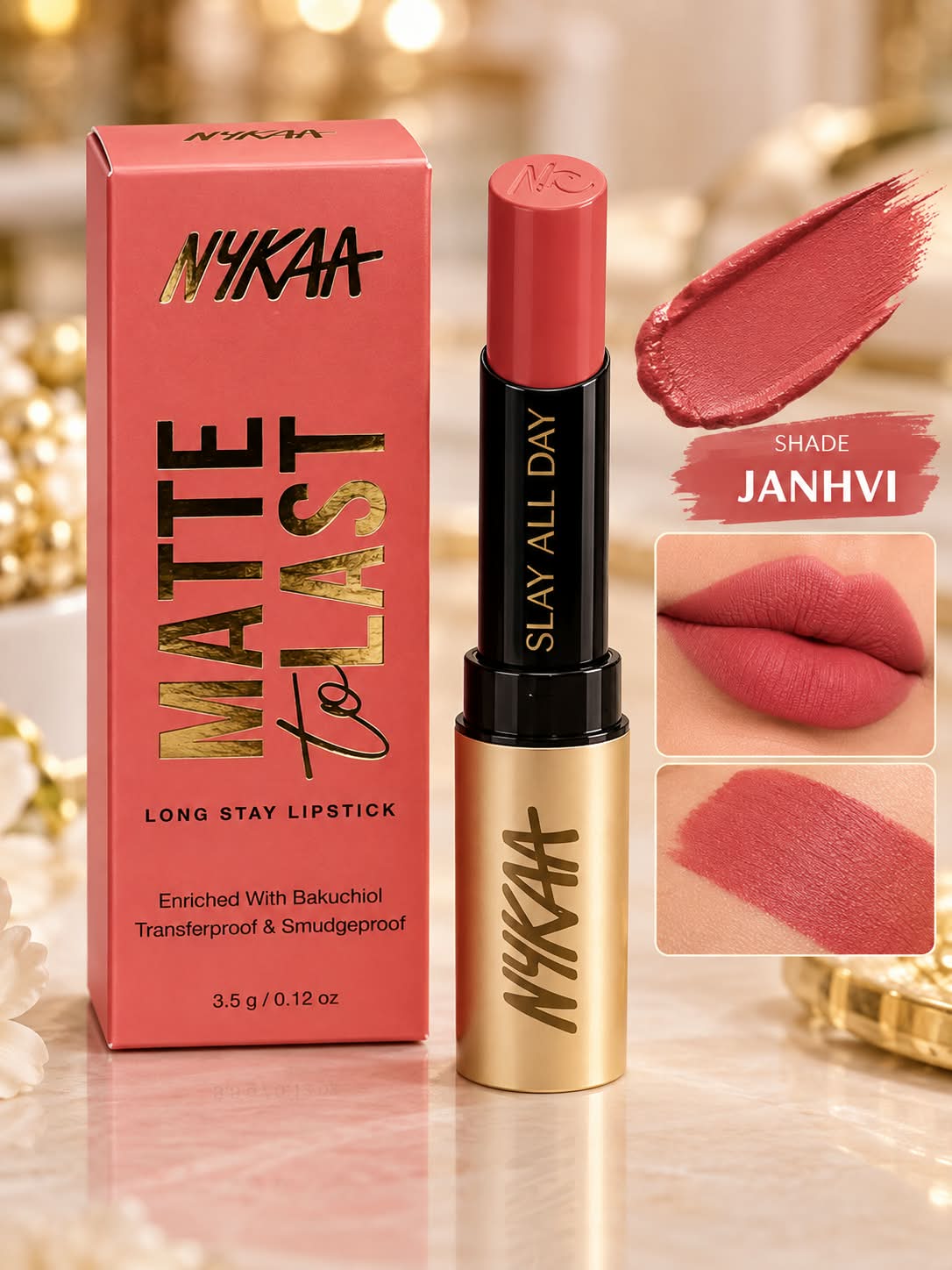 Nykaa Matte to Last Long Stay Lipstick Enriched with Bakuchiol Transferproof  & Smudgeproof