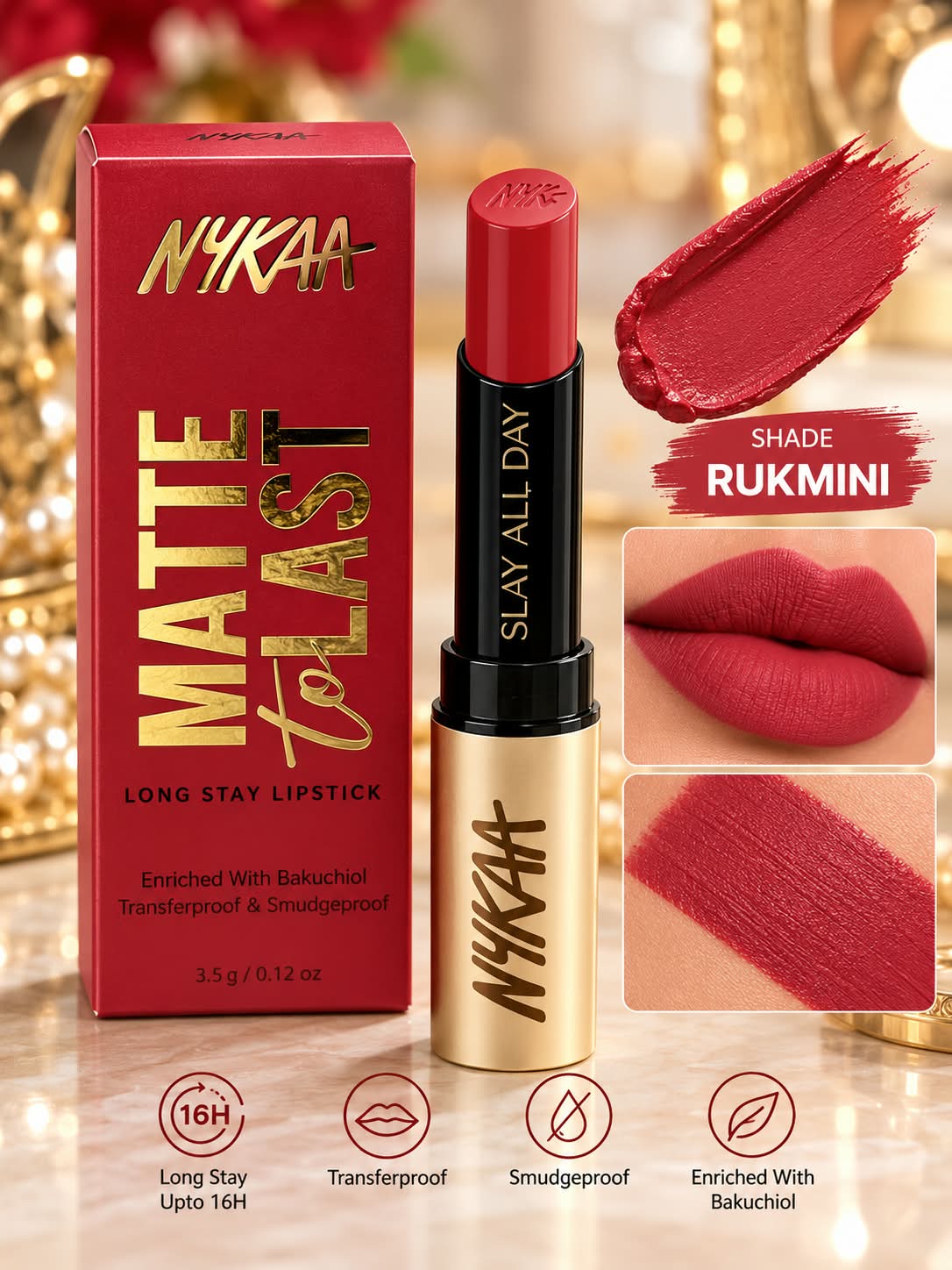 Nykaa Matte to Last Long Stay Lipstick Enriched with Bakuchiol Transferproof  & Smudgeproof