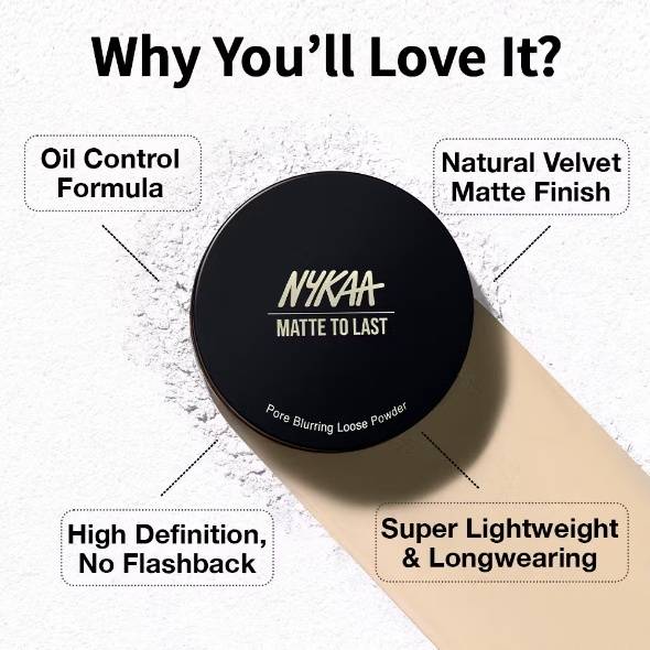 Nykaa Matte to Last Oil Control Loose Setting Powder - Bake, Blur & Set