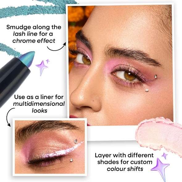 Nykaa Stardust Holographic Long Lasting Waterproof Smudgeproof Chrome Pencil Eyeliner